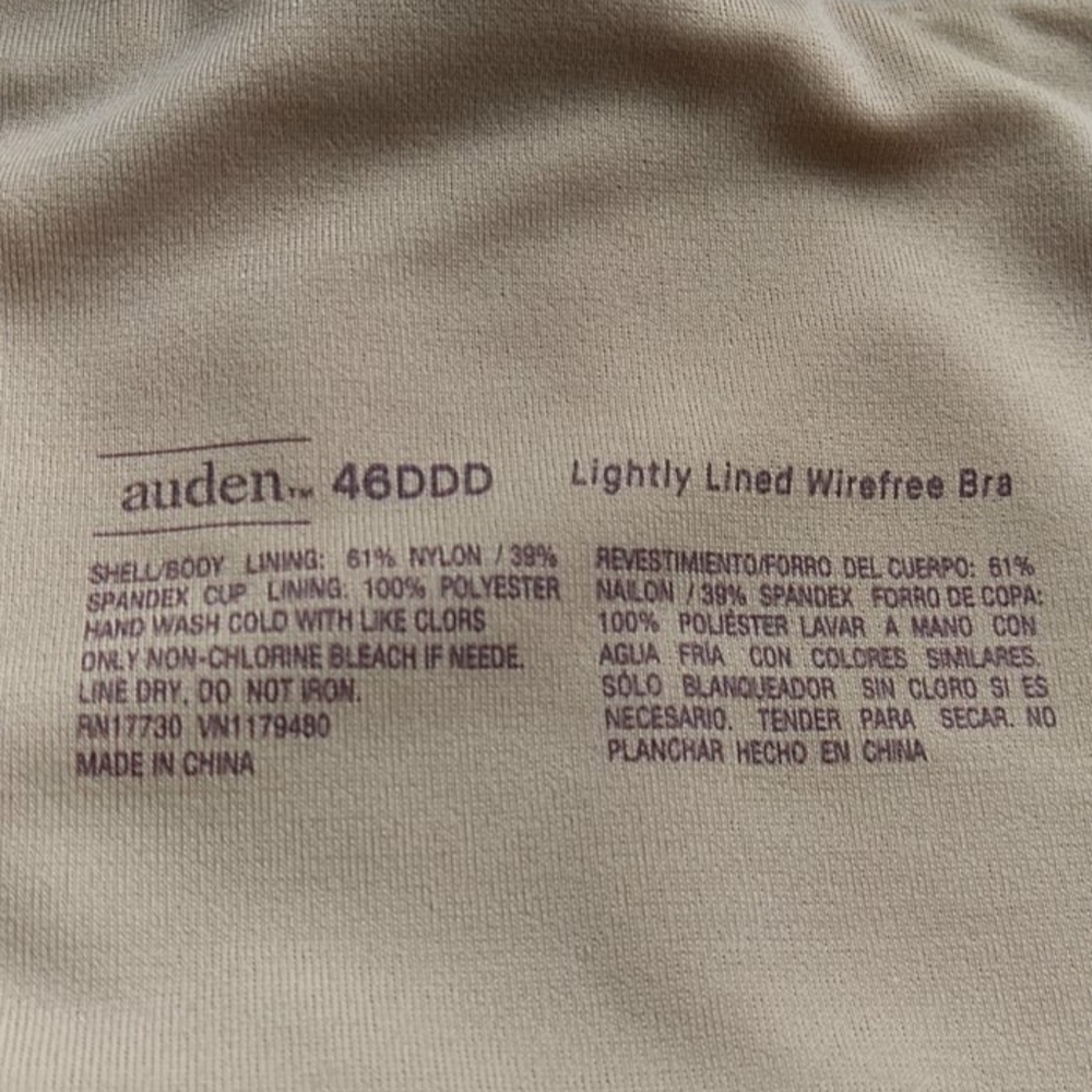Auden Lightly Lined Wirefree Bra Plus Size 46DDD - Picture 9 of 13